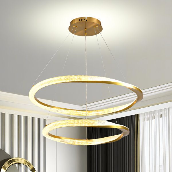 Ivy Bronx Lustre en cristal moderne, luminaire suspendu à DEL à